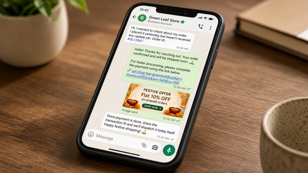 WhatsApp inbox in Swiftmark OS